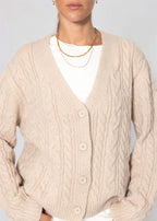 Gilet en tricot avec motif en torsades - greige