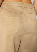 Pantalon à Jambes Barrel en Aspect Suédé - beige