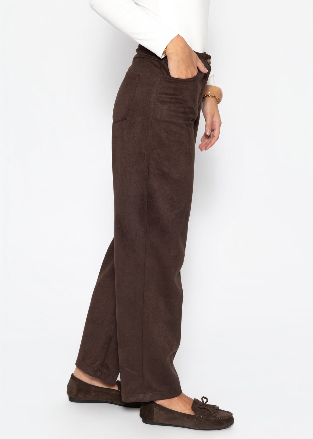 Pantalon à Jambes Barrel en Similicuir - marron foncé