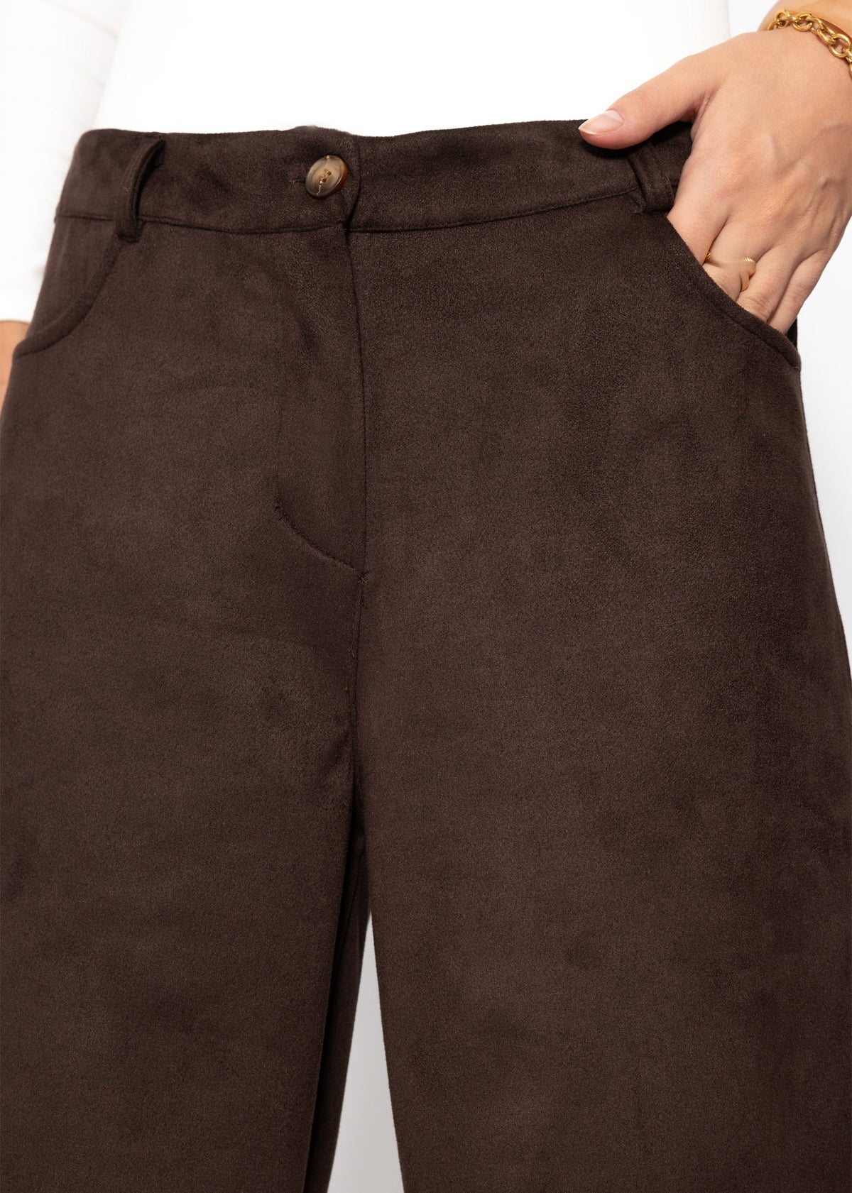 Pantalon à Jambes Barrel en Similicuir - marron foncé