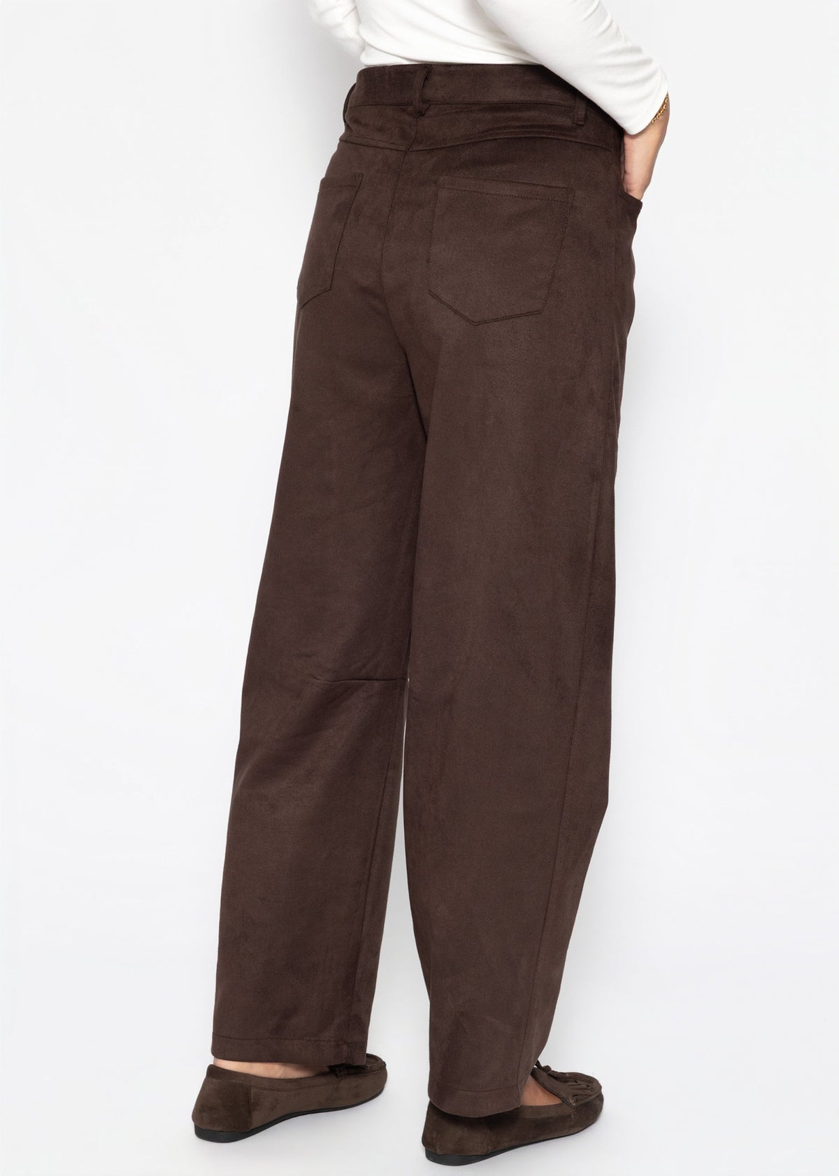 Pantalon à Jambes Barrel en Similicuir - marron foncé