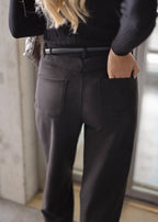 Pantalon à Jambes Barrel en Velours - noir