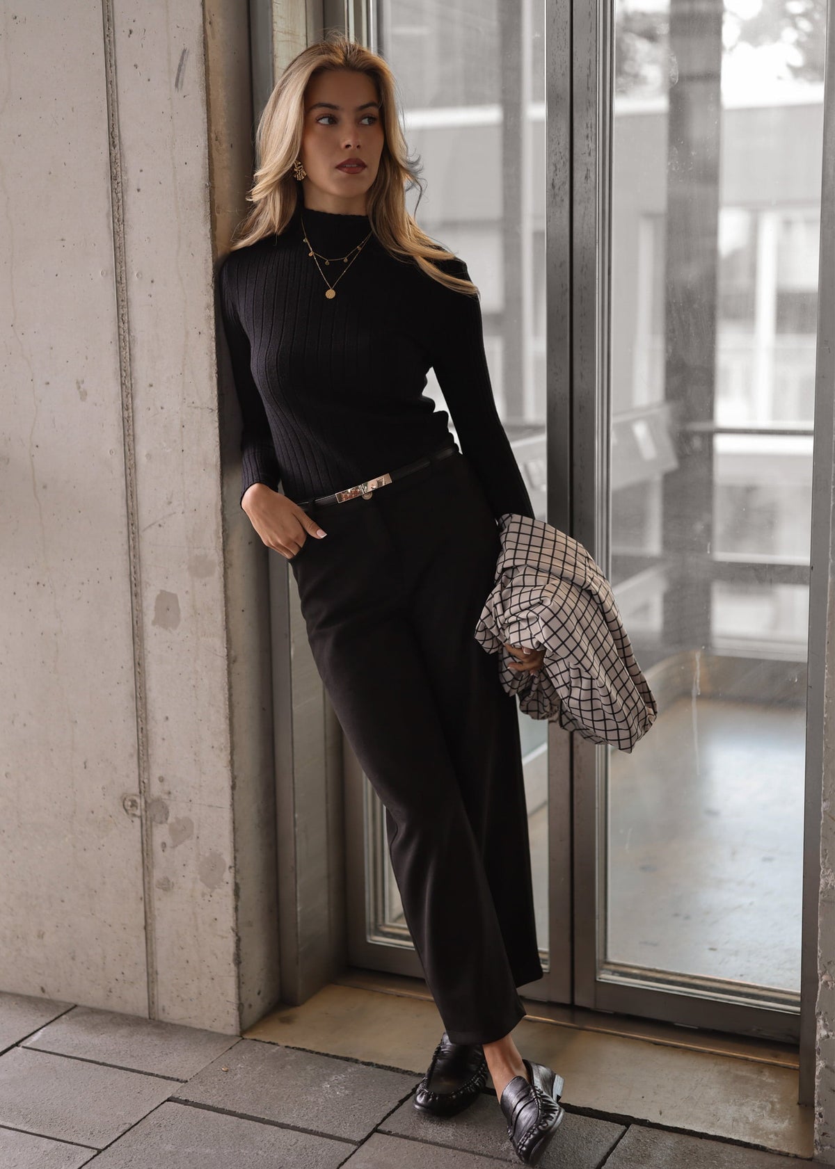 Pantalon à Jambes Barrel en Velours - noir