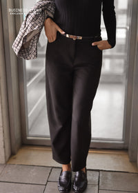 Pantalon à Jambes Barrel en Velours - noir