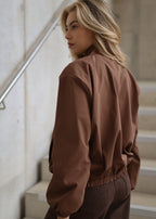 Blouson avec ceinture élastique - marron