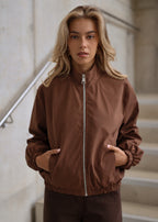 Blouson avec ceinture élastique - marron