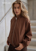 Blouson avec ceinture élastique - marron