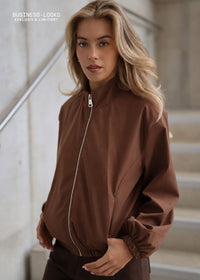Blouson avec ceinture élastique - marron