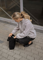 Veste blouson à motif tartan - greige