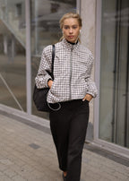 Veste blouson à motif tartan - greige