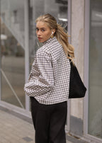Veste blouson à motif tartan - greige