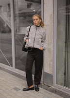 Veste blouson à motif tartan - greige