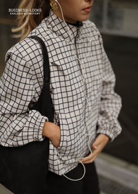 Veste blouson à motif tartan - greige