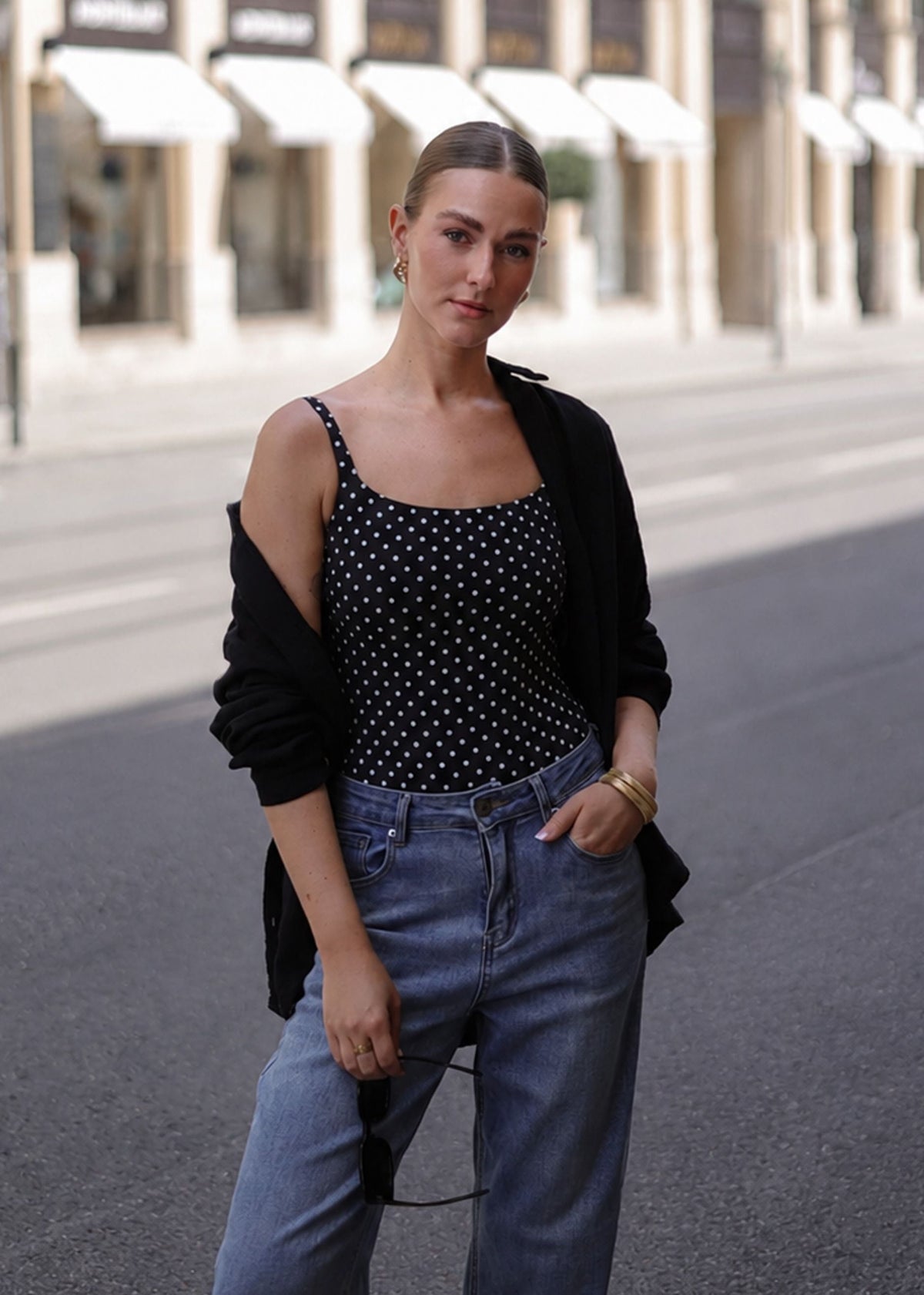 Body Soft Shapewear avec String et Imprimé à Pois - noir