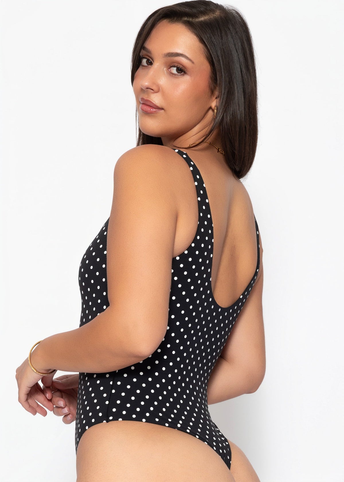 Body Soft Shapewear avec String et Imprimé à Pois - noir