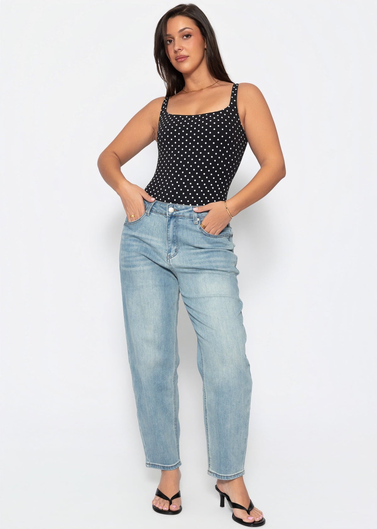 Body Soft Shapewear avec String et Imprimé à Pois - noir