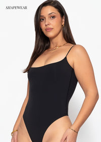 Body Shapewear Doux avec String et Bretelles Spaghetti - noir