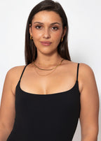 Body Shapewear Doux avec String et Bretelles Spaghetti - noir