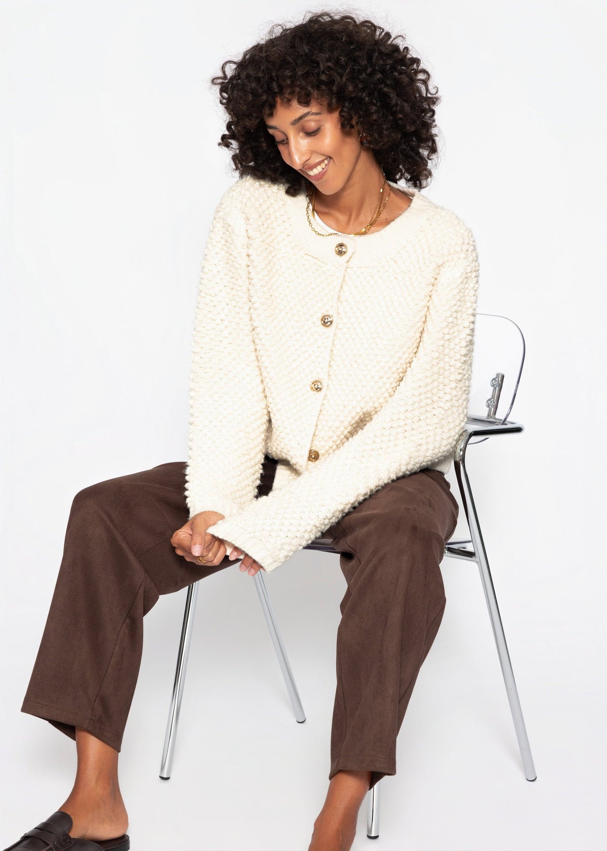Veste en bouclé - blanc cassé
