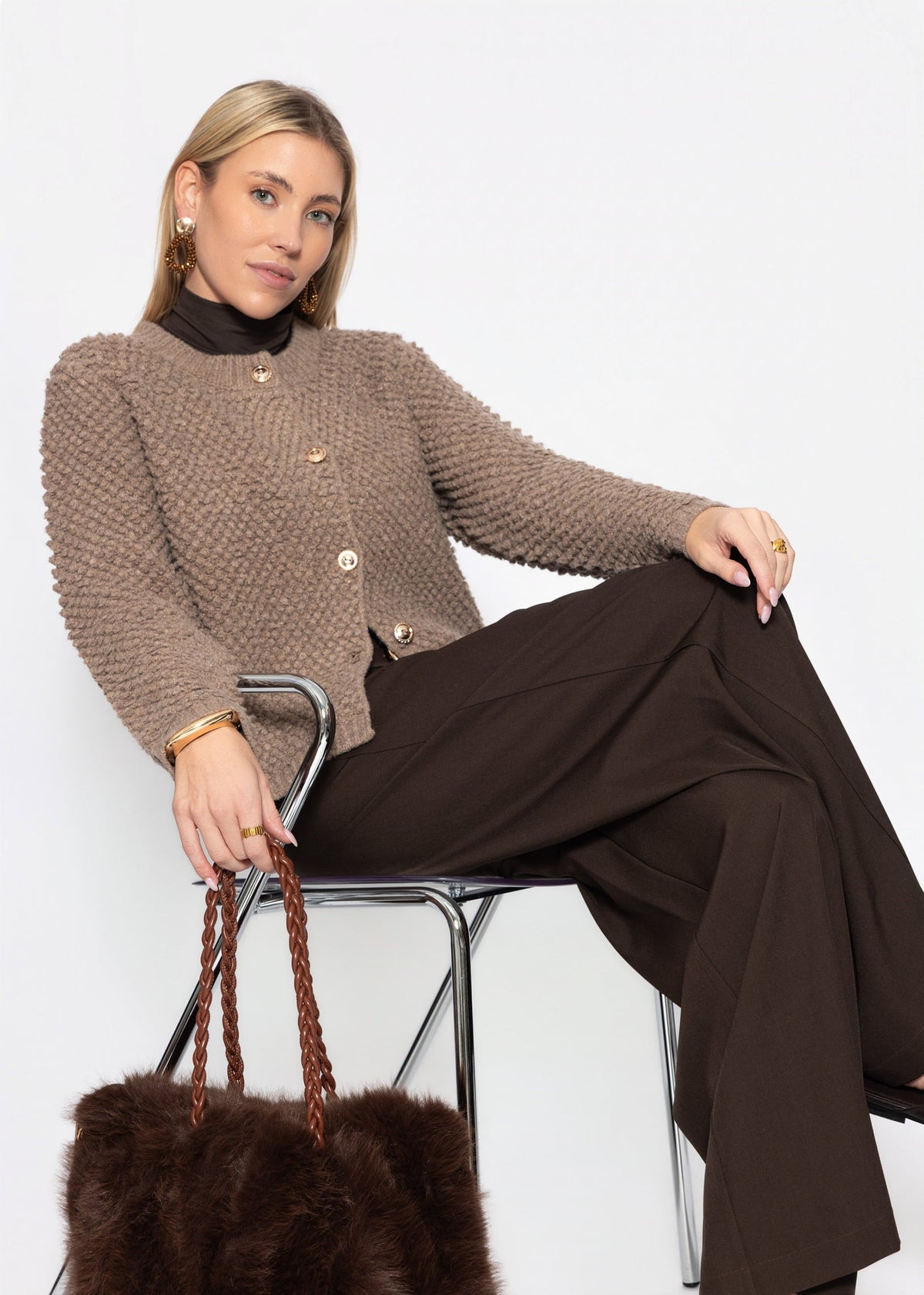 Veste en bouclé - taupe