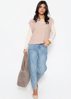 Top Bouclé avec Dentelle - vieux rose