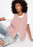 Gilet en bouclé avec poches - rose ancien