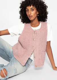 Gilet en bouclé avec poches - rose ancien
