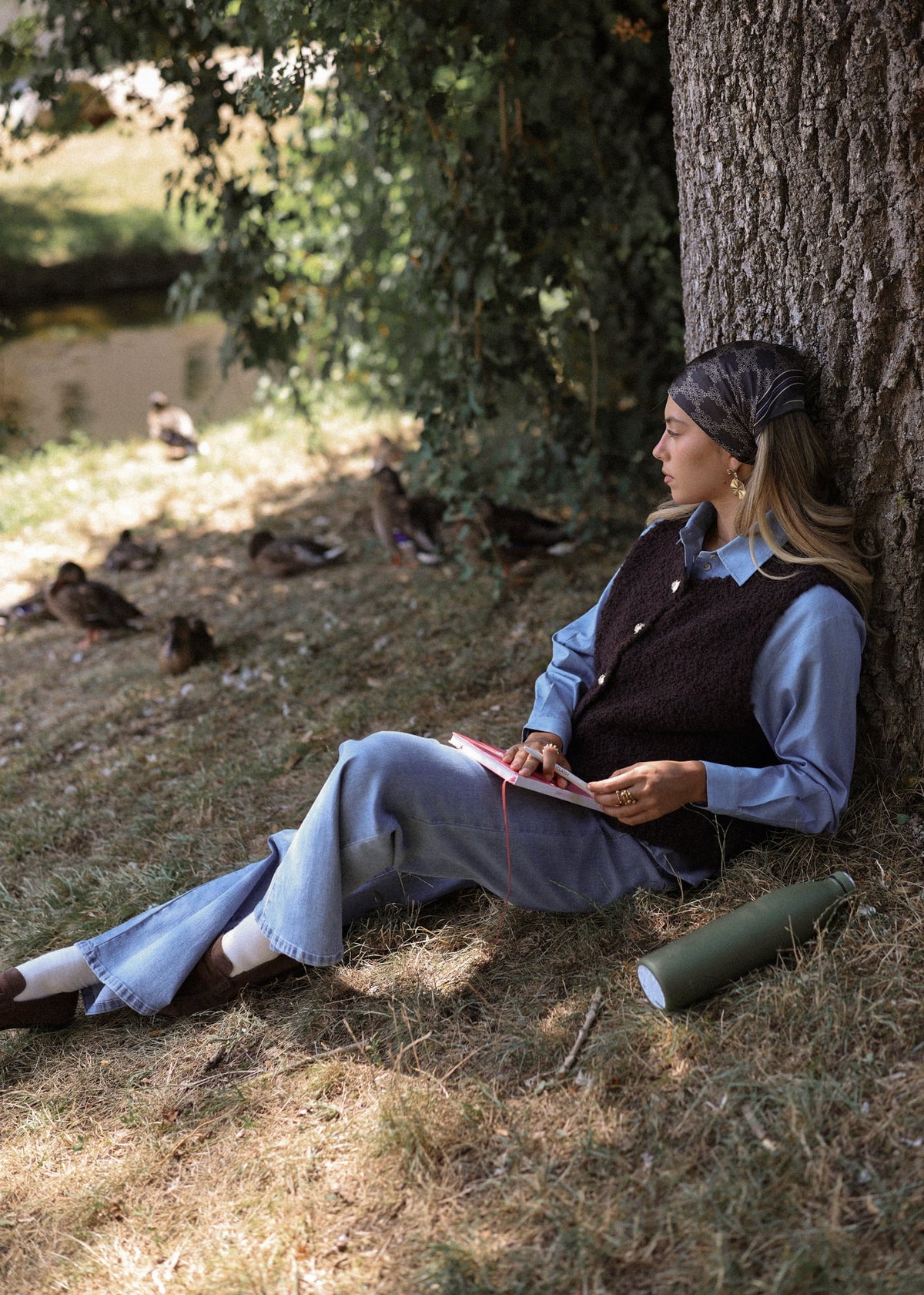 Gilet en bouclé avec poches - marron