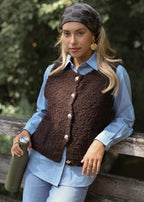Gilet en bouclé avec poches - marron