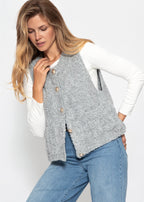 Gilet en bouclé avec poches - gris clair