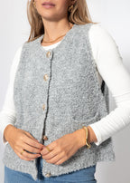 Gilet en bouclé avec poches - gris clair
