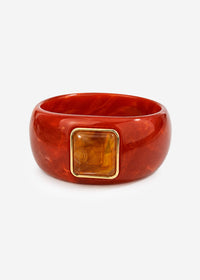 Bracelet large avec pierre décorative - rouge rouille