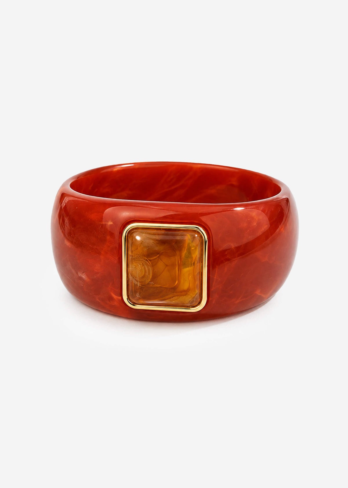 Bracelet large avec pierre décorative - rouge rouille