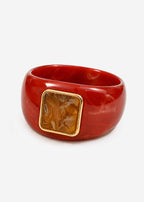 Bracelet large avec pierre décorative - rouge rouille