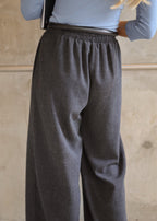 Pantalon à plis avec jambe large - anthracite