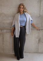 Pantalon à plis avec jambe large - anthracite