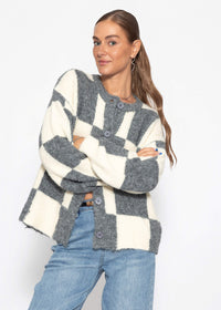 Cardigan à motif écossais - gris