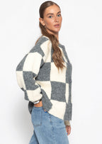 Cardigan à motif écossais - gris