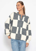 Cardigan à motif écossais - gris