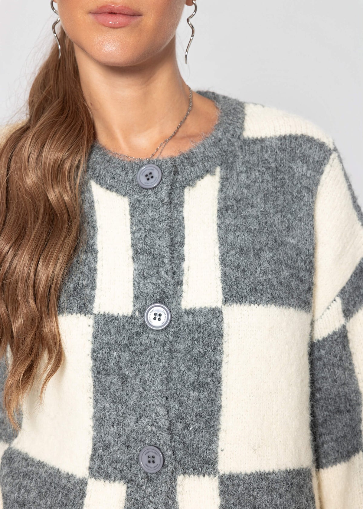 Cardigan à motif écossais - gris