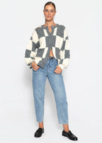 Cardigan à motif écossais - gris