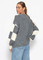Cardigan à motif écossais - gris