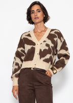 Cardigan à imprimé animal - marron