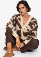 Cardigan à imprimé animal - marron