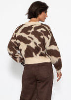 Cardigan à imprimé animal - marron