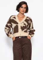 Cardigan à imprimé animal - marron