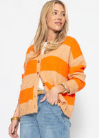 Cardigan à rayures - orange