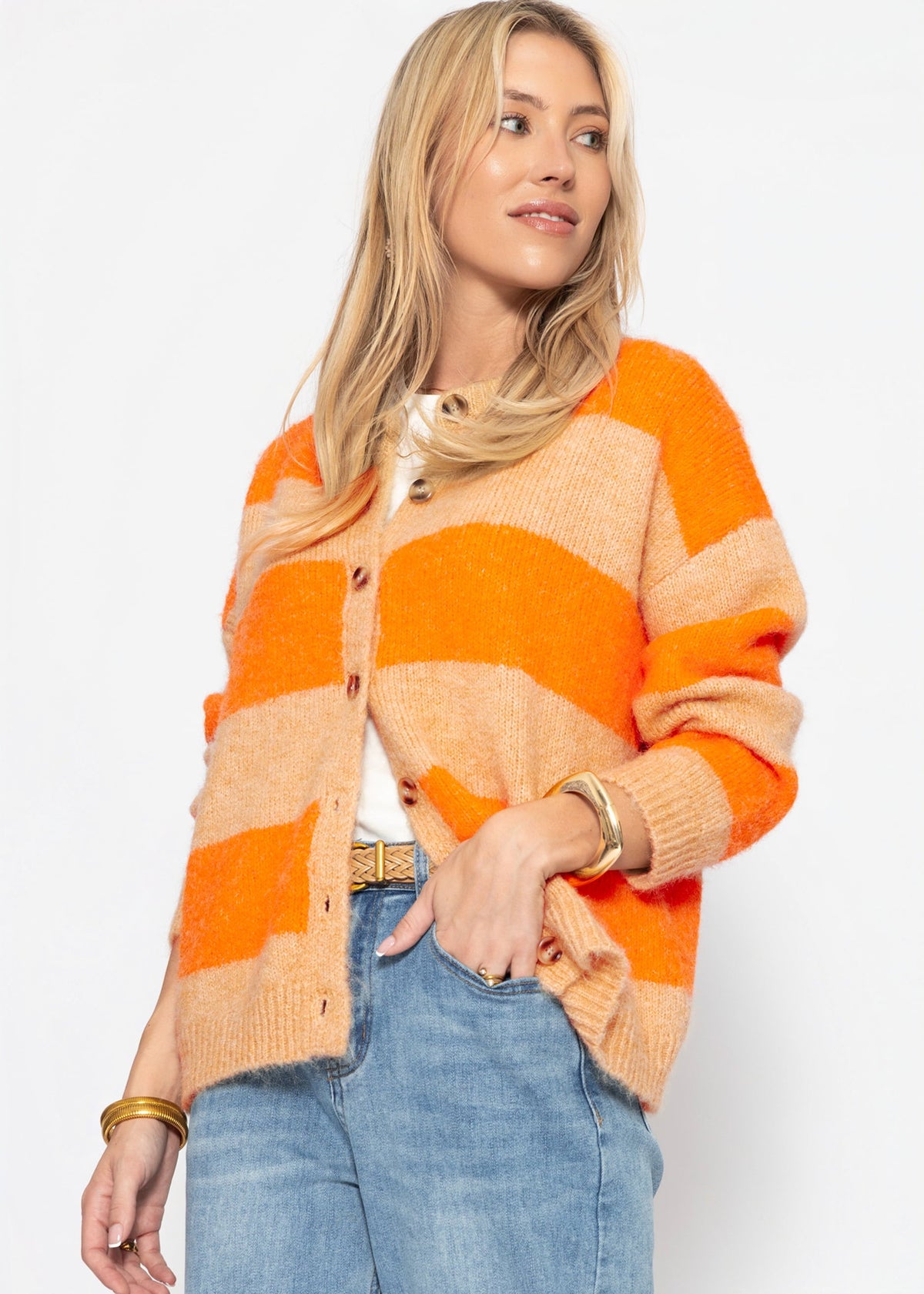 Cardigan à rayures - orange