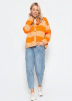 Cardigan à rayures - orange