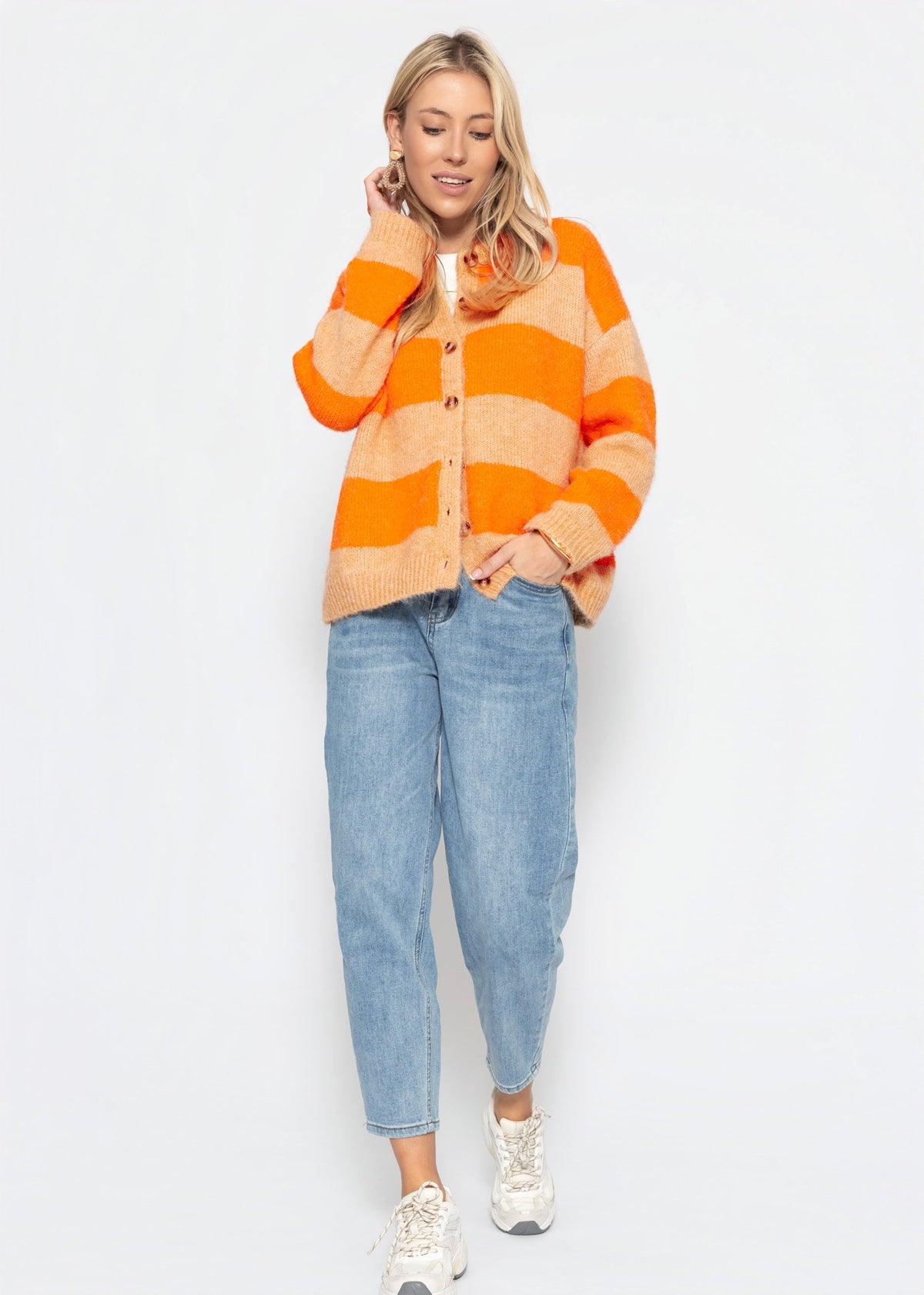 Cardigan à rayures - orange
